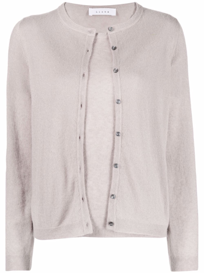 Shop Liska Double-layer Merino-cashmere Cardigan In Neutrals