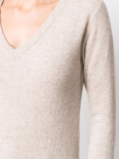 Liska V-neck Wool-silk Jumper In Neutrals