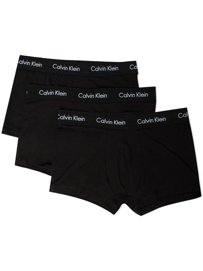 Calvin Klein Underwear 3-pack Stretch Cotton Low-rise Trunks In Black