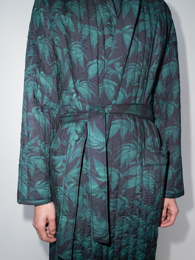 Shop Desmond & Dempsey Byron Tropical-print Robe In Blue