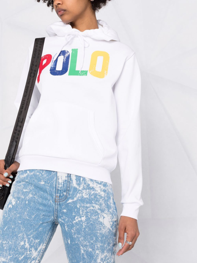 Shop Polo Ralph Lauren Logo-print Hoodie In White