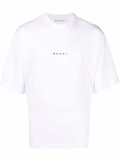 Shop Marni Logo-print Cotton T-shirt In White