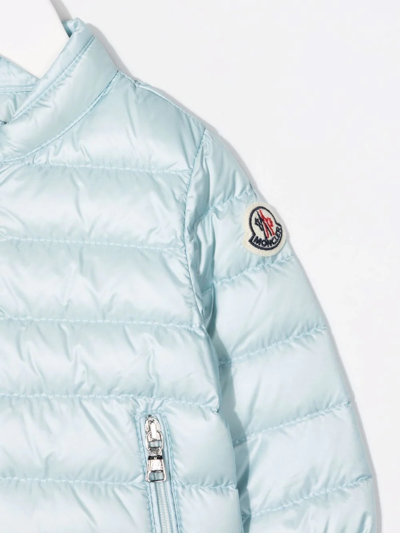 Shop Moncler Logo-patch Sleeve Padded Jacket In Blue