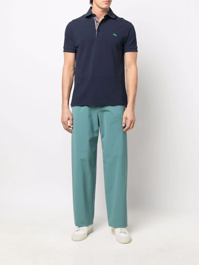 Shop Etro Logo-embroidered Polo Shirt In Blue