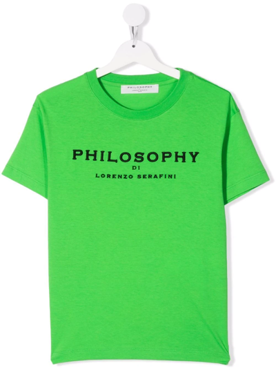 Shop Philosophy Di Lorenzo Serafini Embroidered-logo T-shirt In Green