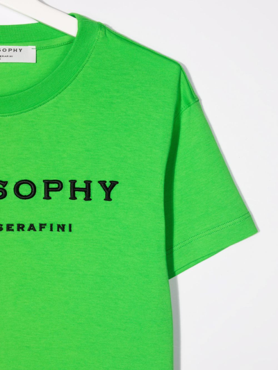 Shop Philosophy Di Lorenzo Serafini Embroidered-logo T-shirt In Green