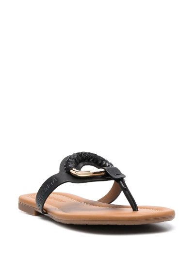 Shop See By Chloé Buckle-detail Leather Sandals In Black