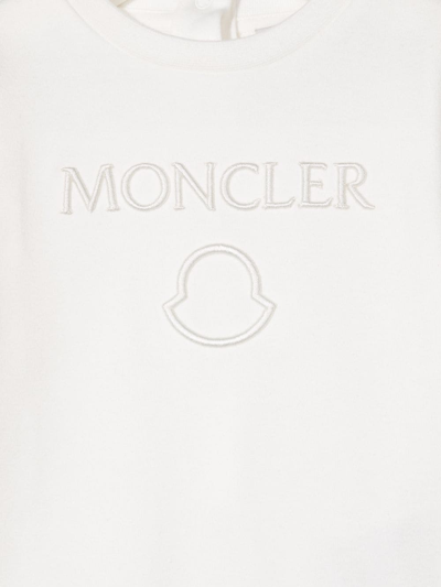 Shop Moncler Embroidered-logo Romper In White