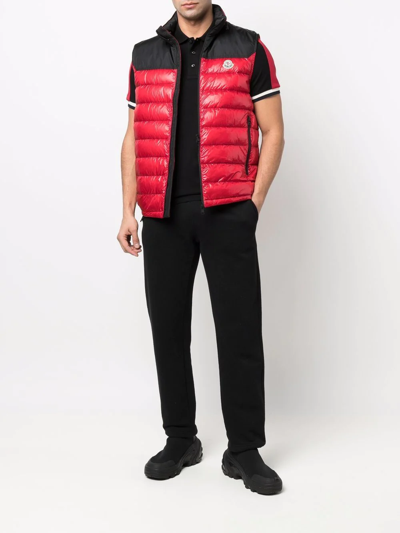 Shop Moncler Ortac Padded Down Gilet In Red