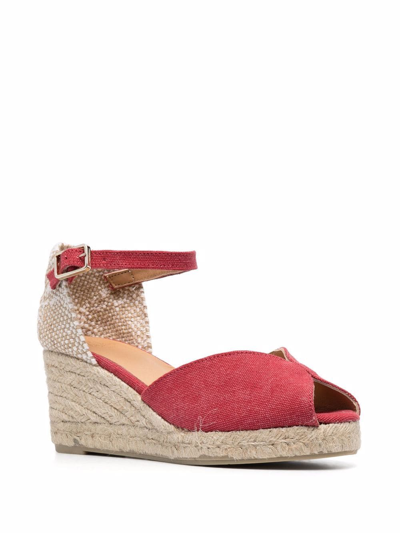 Shop Castaã±er Carol Canvas Wedge Espadrilles In Red