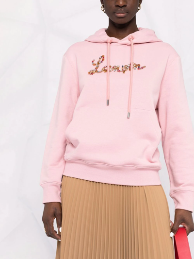 Shop Lanvin Crystal-logo Hoodie In Pink