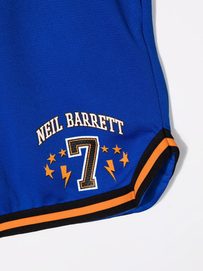 Shop Neil Barrett Number-print Court Shorts In Blue
