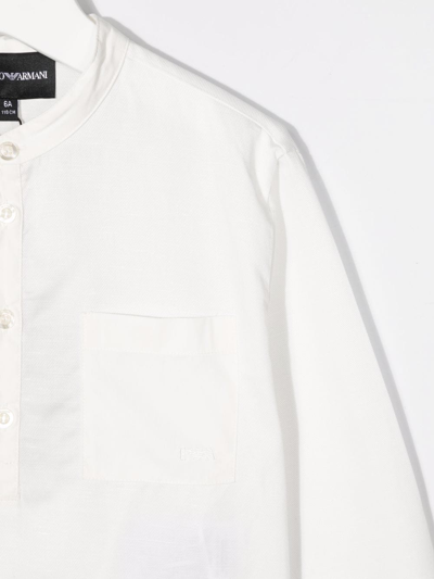 Shop Emporio Armani Band-collar Shirt In White