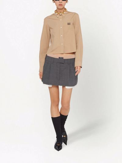 Miu Miu Prince-of-wales Check Mini Skirt In Grey