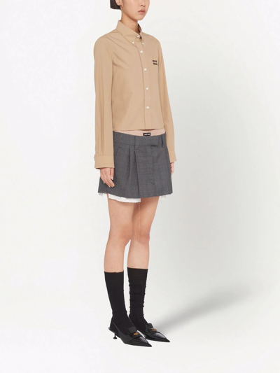 Miu Miu Prince-of-wales Check Mini Skirt In Grey