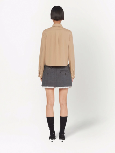 Shop Miu Miu Prince-of-wales Check Mini Skirt In Grey