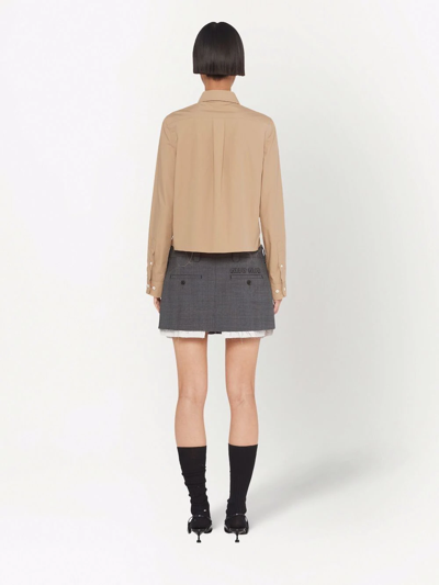 Miu Miu Prince-of-wales Check Mini Skirt In Grey