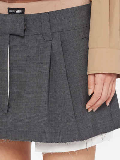 Miu Miu Prince-of-wales Check Mini Skirt In Grey