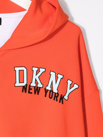 Shop Dkny Chest Logo-print Hoodie In Orange