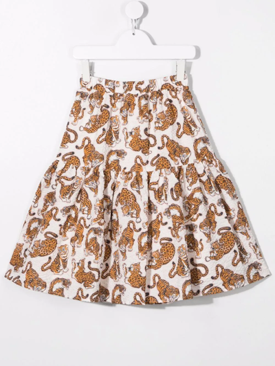 Shop Kenzo All-over Tiger-print Skirt In Pink