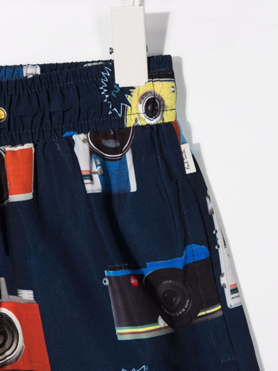 Shop Paul Smith Junior Camera-print Swim Shorts In Blue
