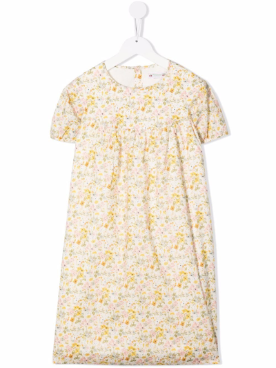 Shop Bonpoint Floral-print Midi Dress In Neutrals