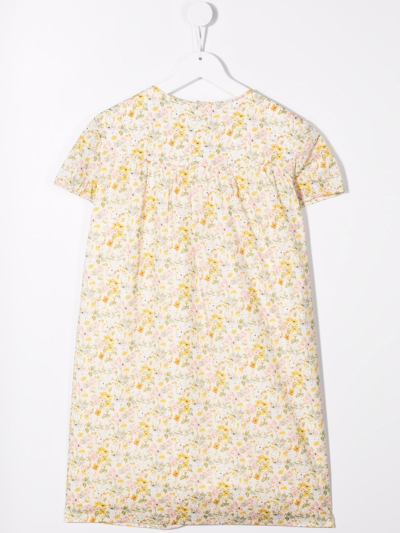 Shop Bonpoint Floral-print Midi Dress In Neutrals