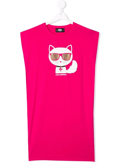 Shop Karl Lagerfeld Choupette-print Tank Dress In Pink