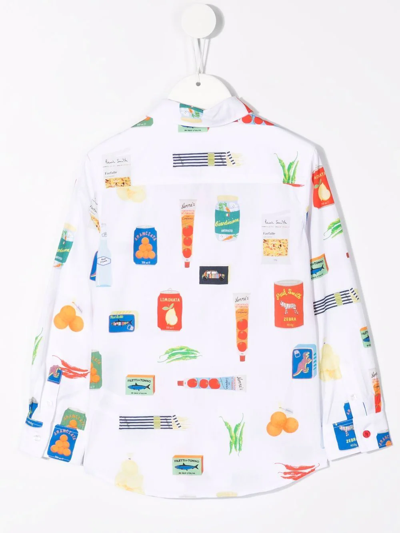 Shop Paul Smith Junior Graphic-print Long-sleeve Shirt In White