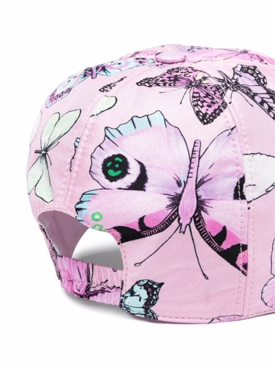 Shop Versace Butterfly-print Baseball Cap In Pink