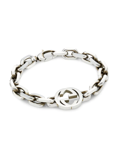 Shop Gucci Men's Sterling Silver Interlocking G Chain Bracelet