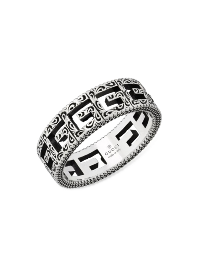 Shop Gucci Men's G Cube Sterling Silver Ring