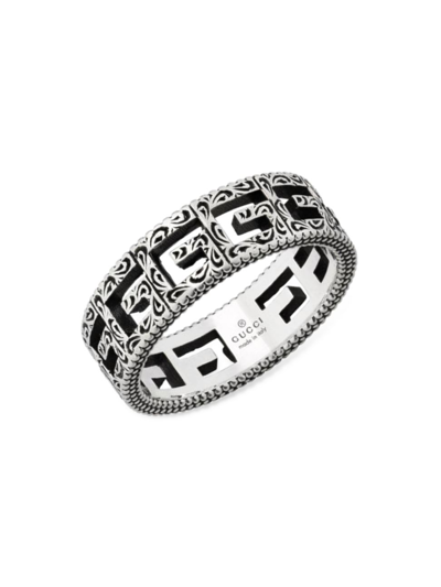 Silver ring with shop square g