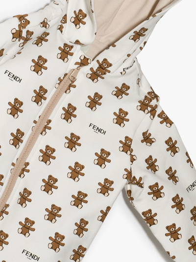 Shop Fendi Teddy Bear Print Zipped Jacket In White