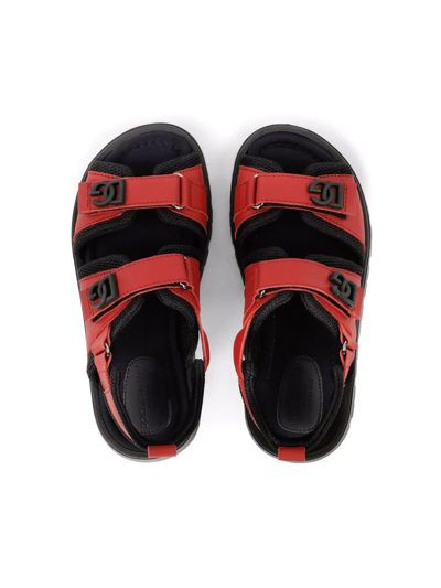 Shop Dolce & Gabbana Dg-logo Touch-strap Leather Sandals In Red