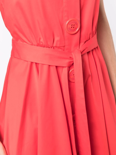 Shop Moschino Halterneck Cotton Midi Dress In Red