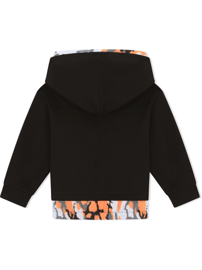 Dolce & Gabbana Camouflage-trim Embroidered Logo Hoodie In Black