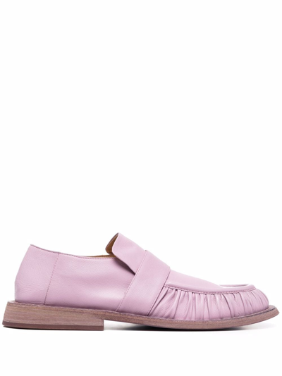 Shop Marsèll Estiva Ruched Leather Loafers In Purple