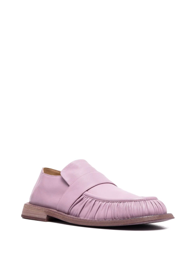 Shop Marsèll Estiva Ruched Leather Loafers In Purple