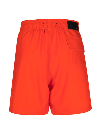 Shop Amiri Logo-print Drawstring Swim Shorts In Orange