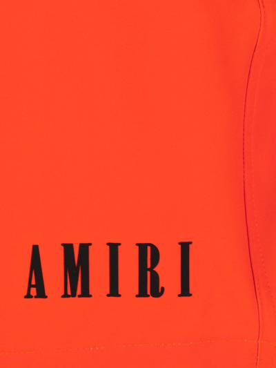 Shop Amiri Logo-print Drawstring Swim Shorts In Orange