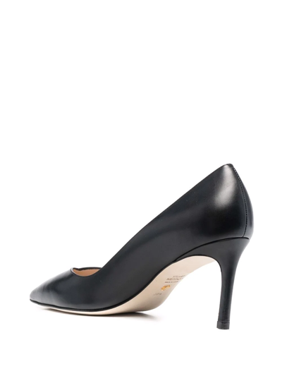 Shop Stuart Weitzman Pointed-toe Leather Pumps In Black