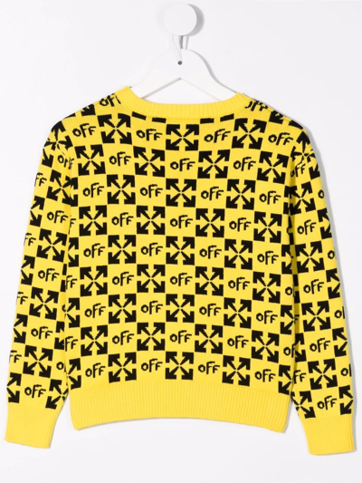 Off-white Yellow Sweat For Boy With Black Logo In Yellow