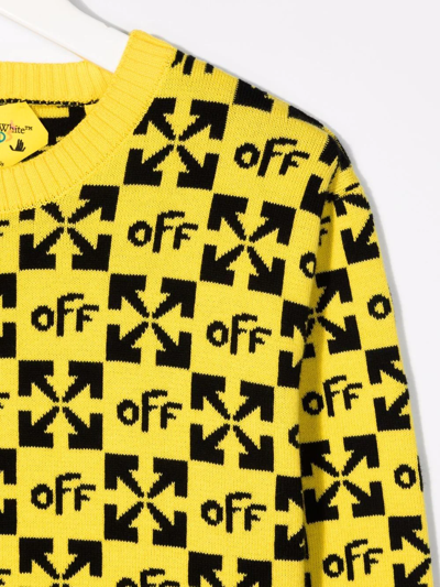 Off-white Yellow Sweat For Boy With Black Logo In Yellow