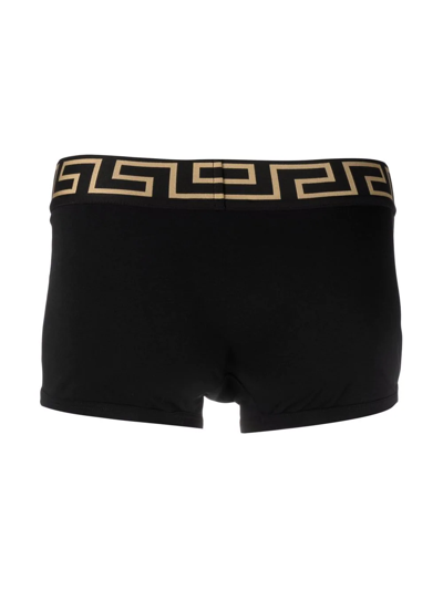 Shop Versace Logo-waistband Cotton Boxers In Black