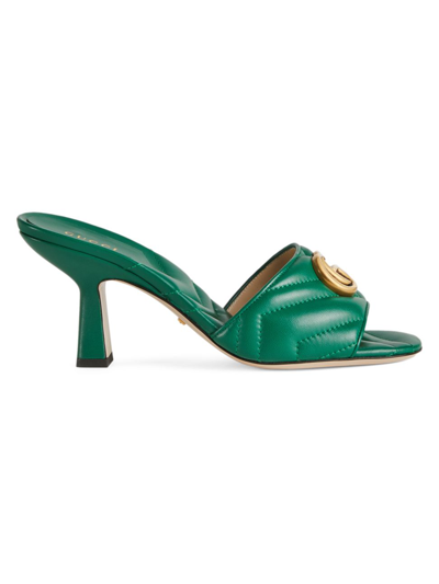 Shop Gucci Women's Gg Marmont Matelassé Mules In Emerald
