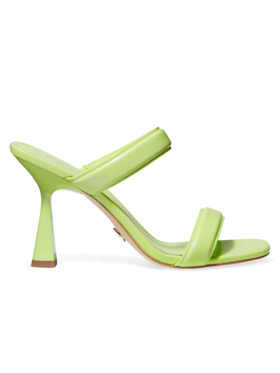 Shop Michael Michael Kors Women's Clara Leather High-heel Mules In Bright Limeade