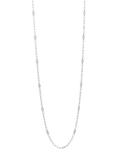 Shop Adriana Orsini Women's Elevate Oval Cubic Zirconia Paper Clip Station Necklace In Silver