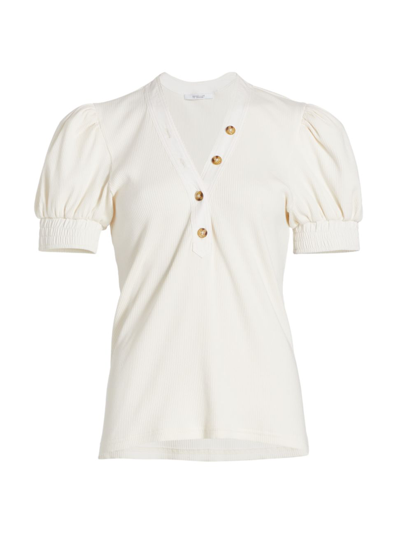 Derek Lam 10 Crosby Heather Ribbed Cotton-blend T-shirt In Off White |  ModeSens