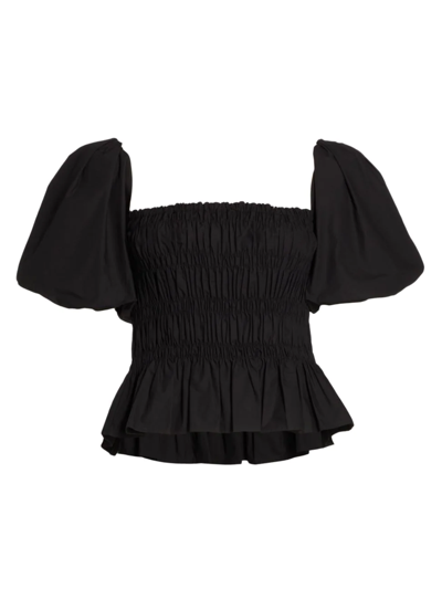 Shop Astr Women's Savina Puff-sleeve Top In Black